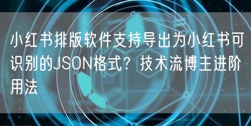 小红书排版软件支持导出为小红书可识别的JSON格式？技术流博主进阶用法