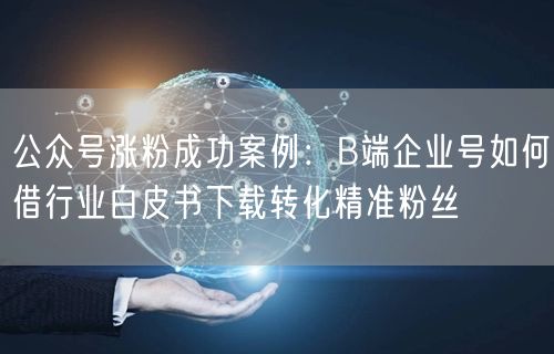 公众号涨粉成功案例：B端企业号如何借行业白皮书下载转化精准粉丝